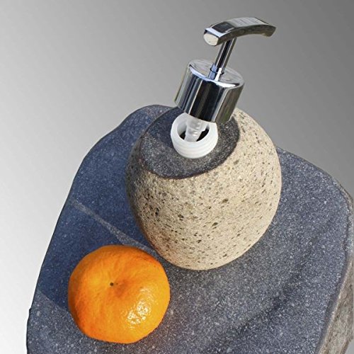 WOHNFREUDEN Naturstein Seifenspender aus Flusskiesel ✓ ca. 15 cm hoch ✓ ideal für Flüssigseife ✓ Dekoration für Naturstein Waschbecken aus Granit Kiesel ✓versandkostenfrei ✓ - 7