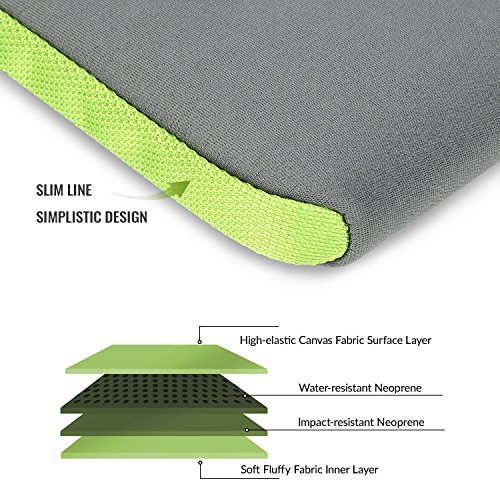 GIZGA 13-13 3 Zoll Laptoptasche   Notebook Sch  tzh  lle f  r Samsung Chromebook 2 Macbook Air  Acer Aspire  asus  Dell  Lenovo Grau mit Gr  n