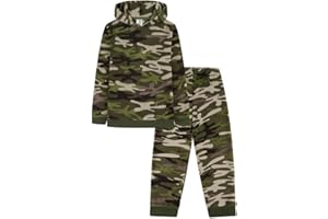 TDP Textiles Boys Green Camouflage Long Fleece Lounge Set Pjs For Kids