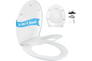 SYWBBS Abattant WC Familial, Abattant WC avec Réducteur Enfant, Lunette de Toilette avec Siège Enfant Magnétique, Cuvette Toilette pour Enfant et Adulte, Démontage Rapide, Charnière Réglable, Forme O, Blanc