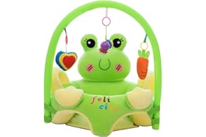 DEMIAWAKING Coussin de Canape Bébé, Remplaçable Doux Coussin Assise Bébé avec Tige, Jeu de Jouets et Tapis Protection, Protection pour Bébé Apprendre à S'assoire [Pas de Remplissage] (Grenouille)