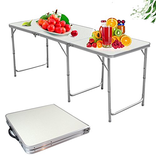 Preisvergleich Produktbild HUAYUU Aluminium Campingtisch Klapptisch Gartentisch Arbeitstisch Balkontisch 180x60x70cm Höhenverstellbar Tragbar Falttisch Gartentisch