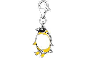 Quiges Charm con Cierre Plateado Pingüino Multicolor Abalorios Joyería de Mujer