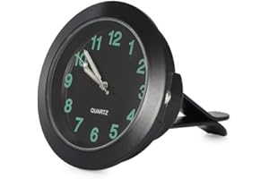 WINBANG Reloj de clip de ventilación de aire del automóvil, reloj del tablero de instrumentos del automóvil Reloj analógico de cuarzo para interiores del automóvil, negro