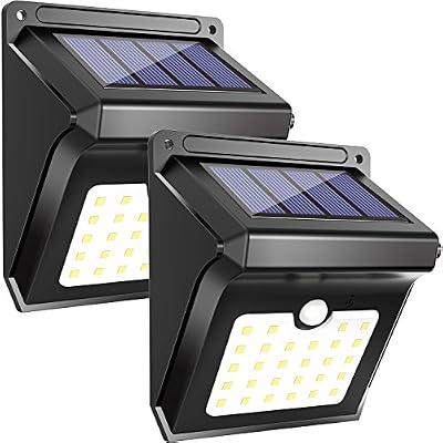 Luposwiten Lampe extérieure solaire 28 LED, capteur de mouvement, lampe de sécurité étanche sans fil, lampes solaires pour jardin, patio, cour, allée, garage, chemin par Luposwiten-2PACK