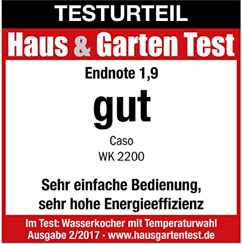 Caso 1870 WK 2200 Elektrischer Wasserkocher mit präziser Temperaturkontrolle, 2200 Watt, 1,7 L, edelstahl - 2