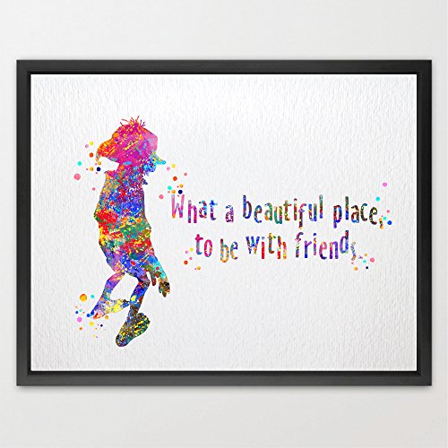 Dignovel Studios A4 Dobby Quote from Harry Potter watercolour illustration Art Print Friendship Quotes Nursery decor Kids Art Print Wedding Birthday Gift N078-Unframed