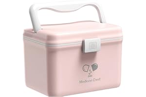 ‎TUKA-I-AKUT TUKA-i-AKUT 4,8L Medizinbox Zweilagig Portable mit Tragegriff, Medikamentenbox Hausapotheke Box Erste-Hilfe-Box Aufbewahrungsbox Tragbar, Multifunktionaler Medizinkoffer Outdoor Home, TKD6402 Pink