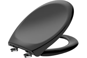 TODOT Abattant WC, Siège de Toilette avec Frein de Chute et Charnière Réglable, Fermeture en Douceur, Démontage Rapide, Facile à Nettoyer, Polyéthylène, O Forme, Noir
