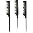 3 Teasing Comb, Tail Comb for Root Teasing for Thin, Add Volume Fine and Normal Hair Types, Hair Comb For Women And Men, 8.75 Inches