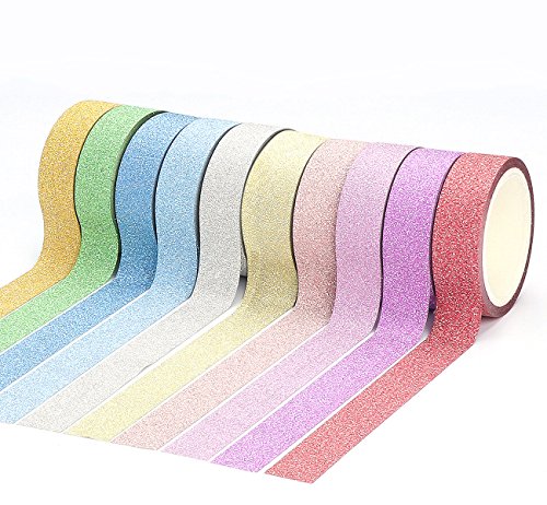 ilauke 10x Dekorative Regenbogen Klebeband Papier Washi Dekoband Masking Maskierung DIY Tape Sticky Kleber Scrapbooking