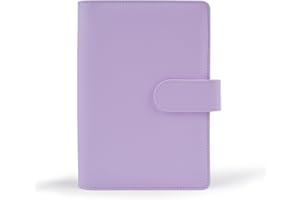 KEEYIRA A6 Budget Binder Cover, PU Leather 6 Ring Binder Notebook Folder Personal Planner for Money Organiser with Snap Button Multi-Pocket Stationery Supplies for Home Office School (Purple)