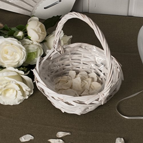 Streukörbchen „Weide“, rund, weiß lackiert – rundes Streukörbchen für Blumenkinder - 5