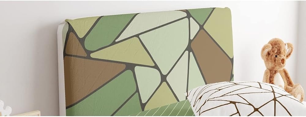 Baza Başlık Kılıfı Genç Odası Yeşil Tonları Geometrik DesenÇok RenkliTek Ebat