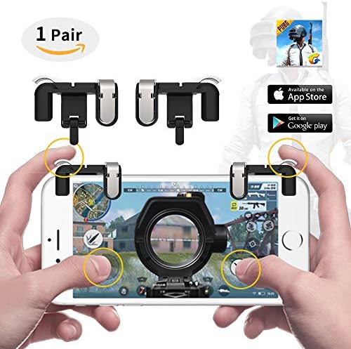 LTC “ScissorHands” Trigger M2 for Mobile Game, Metal Buttons, Sensitive Shoot and Aim as L1R1 of Mobile Game Joysticks for PUBG/Rules of Survival, Fit for Android or IOS Smartphone–Black