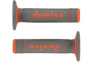 PRORACER Puño Dominó Agarres de Goma para Manillar de Motos de Cross, Pitbike, Enduro, Trial, MX, Freeride (Naranja-Gris)