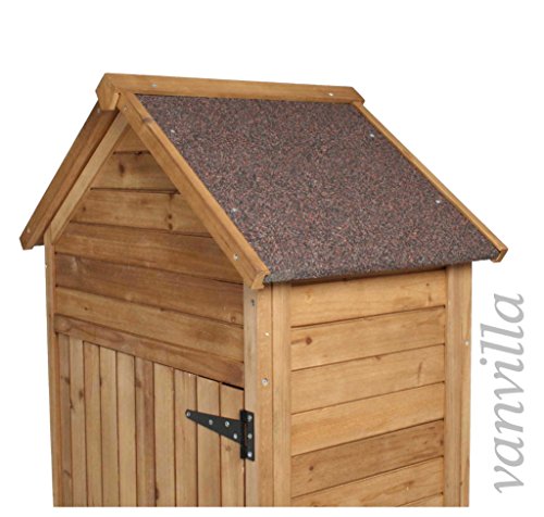Geräteschrank vanvilla Geräteschuppen Holz Satteldach Braun lasiert Gerätehaus Gartenschrank - 3