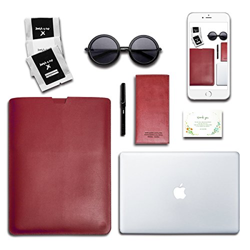 WALNEW Schlanke Leder MacBook Air 13 Zoll Hülle, MacBook Schutzhülle, Hülle, Case, Cover, MacBook Pro Retina 13 Zoll Hülle mit Handgriff, geschütztes Inneres und externes Mousepad - 7