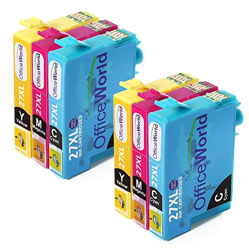 OfficeWorld Kompatible Patronen Ersatz für T27XL Farbtintenpatronen (2 Cyan, 2 Magenta, 2 Yellow) Hohe Kapazität für WorkForce WF-3620DWF WF-7610DWF WF-3640DTWF WF-7110DTW WF-7620DTWF