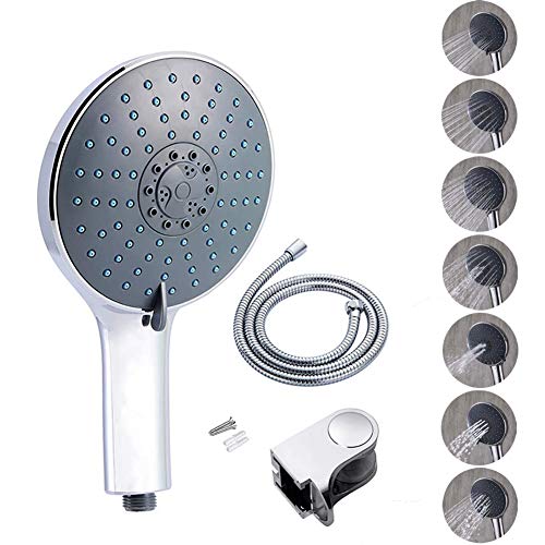 Acefy Kit Soffione per Doccia, 7 Modelli di Spray Regolabile Doccetta + 1.5M Flessibile Doccia, Supporto Doccia,Blu