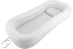 BIUSGIYENY 220x100x38 Cm Tragbare Aufblasbare Badewanne FüR Erwachsene Pvc Duschbadewanne Mit 130w Elektrische Luftpumpe Aufblasbare Kissen Weiß Robust Und Langlebig Freistehende Anti-Reflux-DüSenstopfen