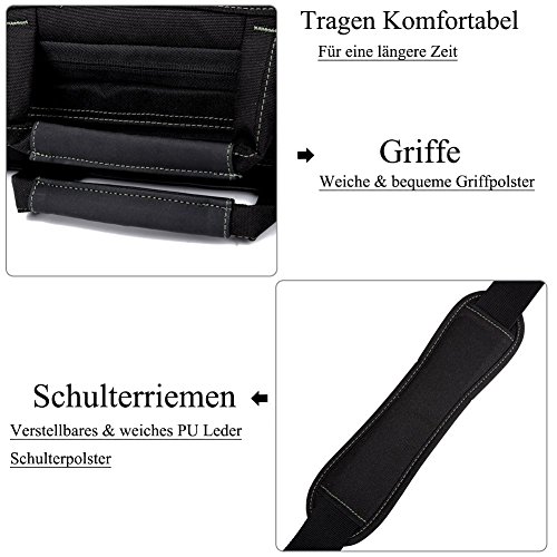 BRINCH Laptop Tasche, Nylon Gewebe Messenger Bag 17,3 Zoll leicht Henkeltasche Stoßfest Umhängetasche mit Schulterriemen für 17 – 17,3 Zoll Laptop / Notebook / MacBook / Ultrabook / Chromebook,Schwarz-Grün - 6
