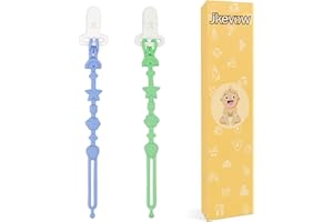 Catenella Portaciuccio Silicone, Jkevow 2 Pezzi Catenella Ciuccio per Ragazzi e Ragazze, Mantiene il Ciuccio Pulito, Morbido, Durevole, Alta Tenacità, Design Monopezzo