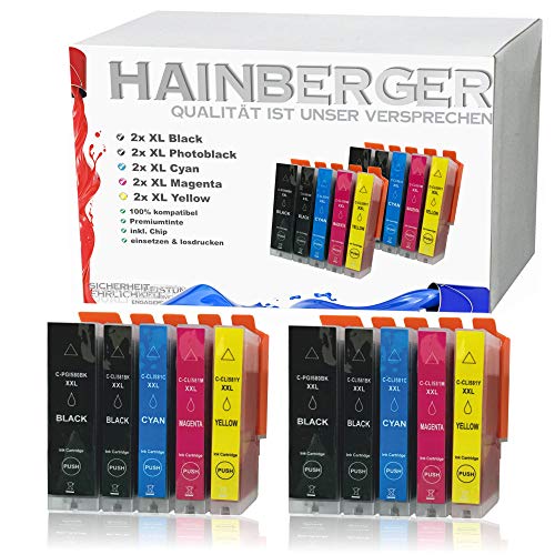 10x Hainberger XXL Patronen kompatibel zu Canon PGI580 CLI581 Pixma TR8550 TS6150 TS6151 TS6250 TS8150 TS8151 TS8152 TS8250 TS9150 TS9155 TS9550 TR7550 PGI-580 CLI-581 ...