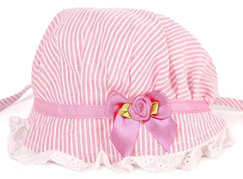 CHIC*MALL Baby Girls Toddlers Lace Flower Sun Hat Hat Cap Summer Cotton Hat 3-24 Months (Pink)