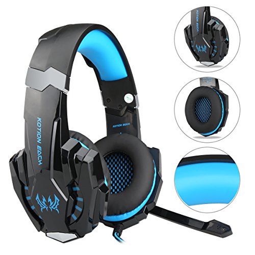 PUNICOK G9000 PS4 Gaming Headset Kopfhörer mit Mikrofon 3.5mm On Ear Surround Sound Ohrhörer und Lautstärkeregelung für PS4 Xbox One PC Laptop Tablet Mobile Phones Blau … reviews PUNICOK G9000 PS4 Gaming Headset Kopfhörer mit Mikrofon 3.5mm On Ear Surround Sound Ohrhörer und Lautstärkeregelung für PS4 Xbox One PC Laptop Tablet Mobile Phones Blau …