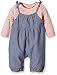 Mamas and Papas Baby Girls 0-24m 2 Piece Chambray Dungaree Clothing Set, Multicoloured (Blue), 18-24 Months (Manufacturer Size:18-2)