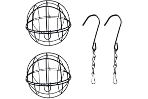 LAWALEISHE 2 Pcs Fat Ball Bird Feeders,Hanging Bird Feeder Metal Fat Ball Bird Holder with Hooks for Outdoor Garden Wildlife Birds Finch Sparrow Robin ﻿