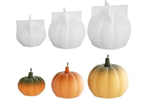 Junhui 3 Stück Kürbis Silikonformen Kerzen, 3D Halloween Kerzen Formen Silikon, Halloween DIY Kürbis Silikonformen Kerzenform für Duftkerze, Handgefertigte Seife, Handwerk