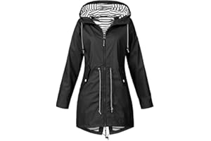 HIFI7 Veste Imperméable Femme Léger Veste de Pluie Longue pour Femme Manteau à Capuche Camping Randonnée Trench Parka