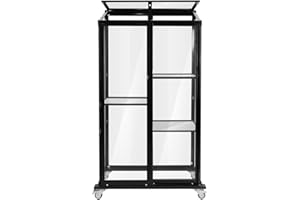 zoomyo Gewächshaus für Terrasse und Balkon,viel Platz für Pflanzen durch Regalflächen auf kompaktem Raum,freistehend, leichtgängige Schiebetüren,mit Dachfenster für Be- und Entlüftung