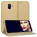 Produktbild mtb more energy® Schutz-Tasche Bookstyle für Samsung Galaxy A6 2018 (SM-A600F, 5.6'') | Gold | Kunstleder | Klapp-Cover Hülle Case