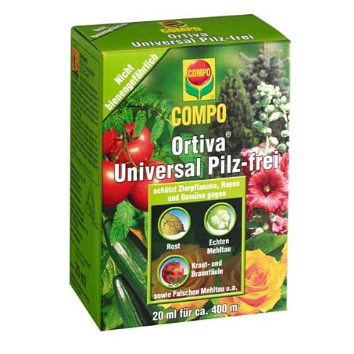 COMPO Ortiva® Spezial Pilz-frei, teilsystemisches Konzentrat, u.a. gegen Echten und Falschen Mehltau, Krautfäule, Braunfäule und Buchsbaumtriebsterben, 20 ml