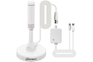 Chaowei DTA66W DVB-T2/DVB-T Kleine TV-Antenne Indoor Outdoor Einsatz mit externem Verstärker Signal Booster, Long Range Empfang, 2M Koaxialkabel, Großer Magnetfuß (Weiß)