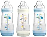 MAM Self Sterilising Anti-Colic Bottle 260 ml (3 Pack Blue/ White)