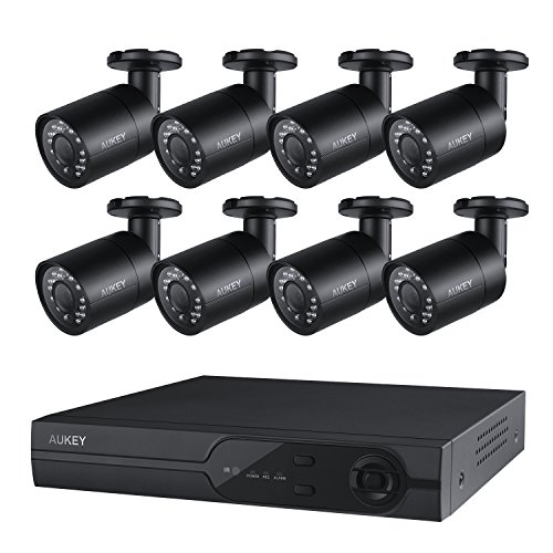 Preisvergleich Produktbild AUKEY Watch Tower Überwachungssystem, 8 wetterfeste Sicherheitskameras / Überwachungskameras mit 720p, 82 m Nachtsicht und 2 TB HD XVR (VT-SC2)