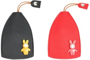 Junerain 4PCS Custodia for chiave tipo estraibile creativo, custodia for chiave auto in pelle PU Cartoon Grande capacità Cover for chiave auto estraibile for uomo donna, custodia portachiavi for auto