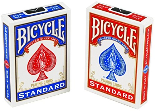 Bicycle Fahrrad Unisex Standard Face Spielkarten (2er Pack) rot und blau 88 x 63 mm