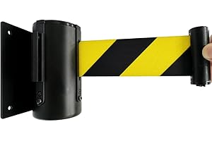 YUFANKAI Wall Mount Queue Barrier Belt, Retractable Barrier, with Carbon Steel Baking Painted Case, Safety Cordon Crowd Control 2/3 / 5M, Warning Belt People Guidance System, for Airports, Banks (5M)