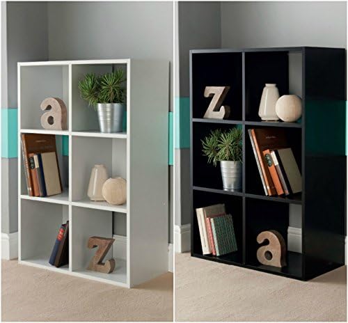 New Contemporary 6 Cube wooden Bookcase Shelving storage Unit - Black