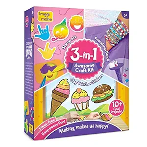 Imagimake 3-in-1 Awesome Craft Kit - Creative Toy & DIY Set for Kids - 5 Years and Above, Multicolour