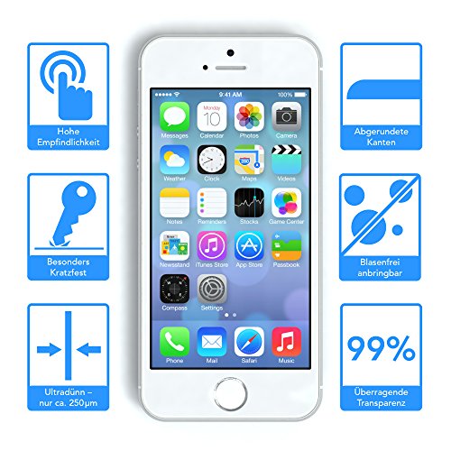 Apple iPhone 5 / 5S / SE SilikonhÃ¼lle & Panzerglas (9H) Schutz Set I von EAZY CASE I, Displayschutzglas, Panzerglas, SchutzhÃ¼lle ultra dÃ¼nn, TPU/Silikon HÃ¼lle, Backcover, transparent/kristallklar