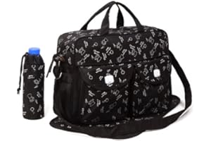 JUST4BABY Black 3pcs Baby Diaper Nappy Changing Bag Set C:Bear Design