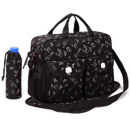 Black 3pcs Baby Diaper Nappy Changing Bag Set C:Bear Design