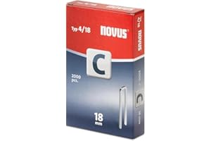 Novus C 4 Schmalrückenklammern mit 18 mm Länge, Karton Sparverpackung mit 2000 Klammern vom Typ 4/18, optimales Heftmittel zur Befestigung von Profilhölzern Paneelen und Holzfaserplatten, 042-0594