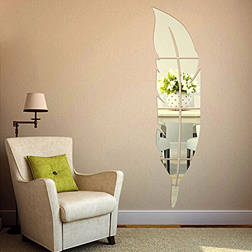 Hrph New Design DIY Moderne Feder Dressing Acryl Spiegel Aufkleber stereoskopische 3D Eingang Raum-Dekor - 2